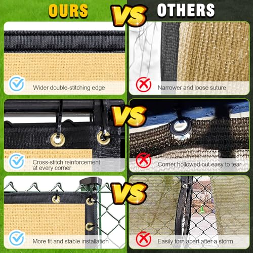 Privacy Fence Screen,with Gloves, 5X50FT Heavy Duty 220GSM 98% Blockage Privacy Screen Fence for Outdoor Wall Garden Yard Backyard (Sand) - color: Sand, size: 5x50 Ft