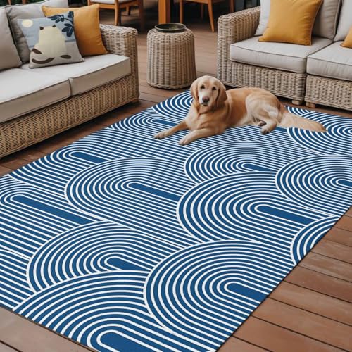 Outdoor Rug 3x5ft, Boho Pink Color Block Indoor Area Rug for Patio Backyard Deck Large Floor Mat, Abstract Geometric Nordic Style Non-Slip Outside Carpet Balcony Porch Camping Rugs Picnic Mat - size: 3' x 5' (Rectangular)
