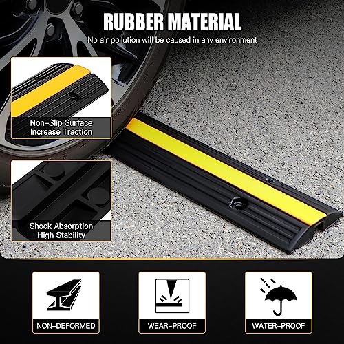 FAHKNS Flexible Cable Protector Ramps - 1-Channel Rubber Cord Cover for Floor, Concealing Wires in Homes, Warehouses - size: 4 Pack of 1 Channel