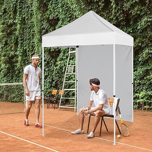 EAGLE PEAK Pop up Canopy 5x5, Outdoor Portable Canopy Tent with One Removable Sunwall, Carry Bag Included, White - color: White
