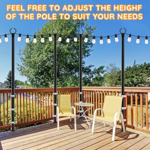 AHRLHR 2 Pack String Light Poles,Poles for Outdoor String lights10 Ft Metal Poles with Fork for Outdoor String Lights,Outdoor Light Poles with Fork,Patio,Deck,Backyard - size: 2 Pack-10ft