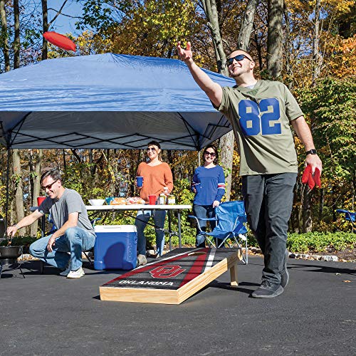 NCAA College 2' x 4' Wood Direct Print Tournament Cornhole Set by Wild Sports, 8 Bean Bags, Vintage Triange Design - Tailgate, Outdoor, Backyard