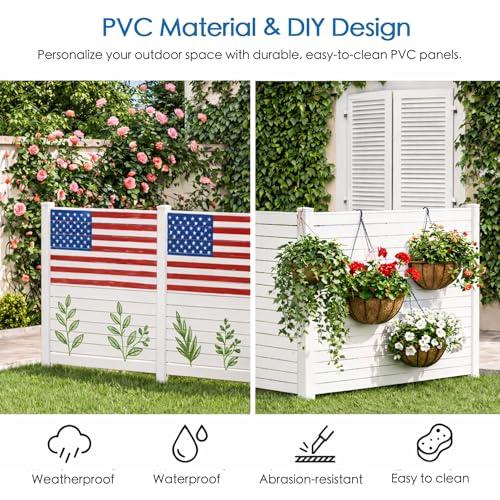 Kozyard 50" W x 48" H Outdoor Privacy Screens Aluminum Post, Air Conditioner Fence Panels, Pool Equipment Enclosure, Trash Can Screens Fence Kit for Outside Backyard Patio (White/2 Panels) - color: White/2Panels