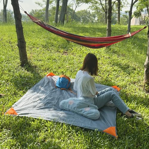 Beach Blanket Waterproof Sandproof Beach Mat 55" X 60" / 5' X 5' for 1-2 Adults Quick Drying Outdoor Picnic Mat Beach Accessories for Travel, Camping, Hiking - color: Gray/Orange, size: 55"*59" / 4.59ft×4.92ft