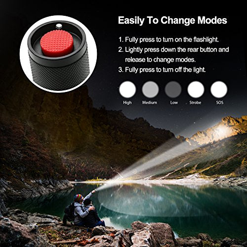 LETMY LED Tactical Flashlight S2000 [4 Pack] - High Lumens, Zoomable, 5 Modes, Waterproof Handheld LED Flashlight - Best Camping, Outdoor, Emergency, Everyday Flashlights - color: Black, size: 4 PACK