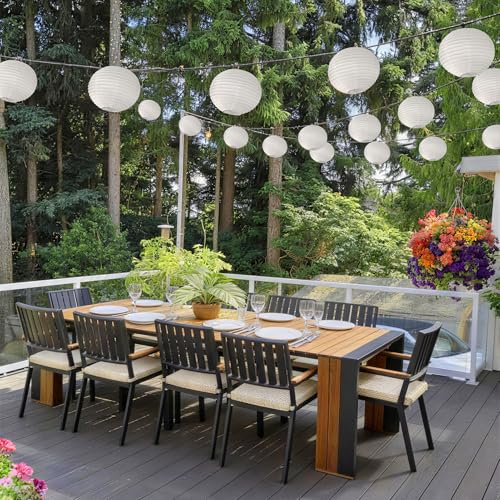 KNONEW 20 Pack 10" White Silk Outdoor Lanterns Decorative Party Hanging Chinese Japanese Waterprooof Round Lantern for Weddings, Birthdays, Parties Decoration (No Light Bulbs Included) - color: White, size: 20pcs