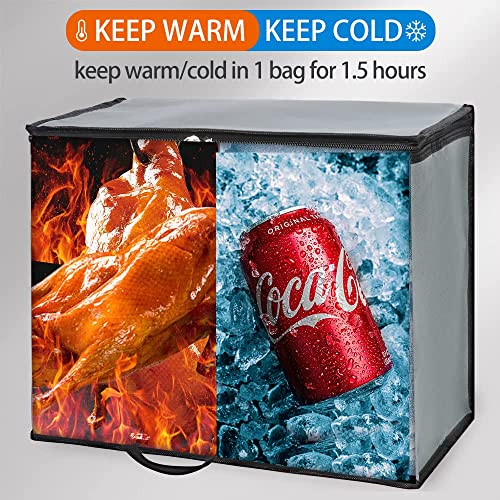 Bodaon 2-Pack Insulated Reusable Grocery Bag with Top, X-Large Frozen Foods Cold, Cooler Shopping Accessories, Insullated Bags, Dark Grey