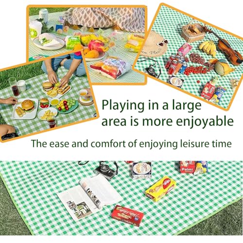 Super large Portable Thin Waterproof Beach Blanket, Suitable for Outdoor Camping use, 78x78 inch Foldable Outdoor mat, Suitable for Camping, Parks, Families, Adults, Children, and Pets (Green XXL ) - color: Green
