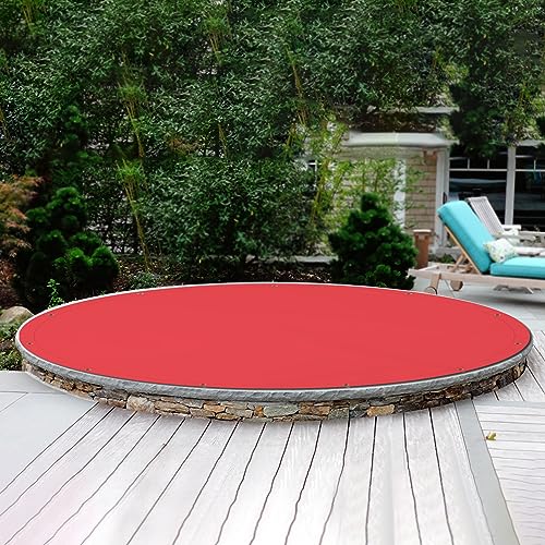 Covers & All Heavy Duty Round Tarp – 18 oz Waterproof PVC Vinyl Tarp, Tear & UV Resistant with Reinforced Edges and Grommets for Patio, Pool & Equipment Protection (12 ft Diameter, Red)