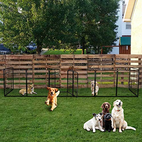 LEMY 8 Panels 40 in Pet Playpen Heavy Duty Metal Dog Exercise Fence Barrier，Outdoor & Indoor Foldable Pet Exericse Pen w/Door,Black - size: 40 In