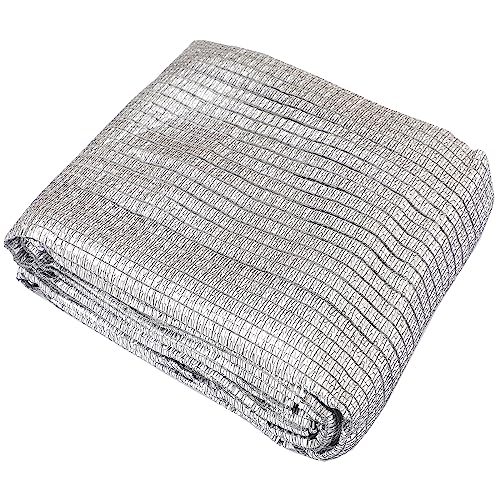 65% Aluminum Foil Shade Cloth with Grommets,8ft x 12ft, Mesh Sun Block Fabric Cover, Canopy, Privacy Screen for Outdoor Patio, Garden, Backyard, Silver - color: 65% Shade Silver, size: 8ft x 12ft