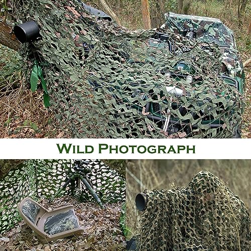 Camo Netting Camouflage Netting 6.5ft×10ft,10ft×10ft, 20ft×20ft,with Mesh Backing, Hunting Blind Nets, Sunshade Canopy, Army Tarp Fence Net for Party Decoration, Photograph and Car Cover - color: Woodland 02, size: 10ftx10ft
