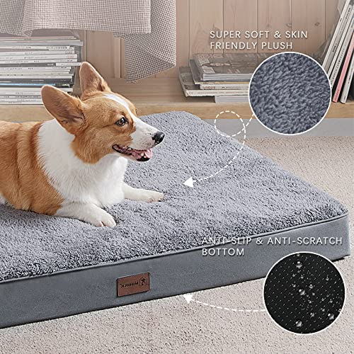 Waterproof Dog Beds for Small Dogs Orthopedic Dog Beds for Crate with Removable Washable Cover Egg-Crate Foam Pet Pad Mat with Anti-Slip Bottom, 23x17 Inch, Grey - color: Grey, size: 23"L x 17"W x 3"H