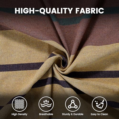 Lazy Daze Hammocks Double Brazilian Cotton Hammock, Extra Large Portable Outdoor Camping Hammock with Tree Straps & Travel Bag for Backyard Patio Poolside Indoor, 550lbs Capacity, Brown & Khaki - color: Brown & Khaki
