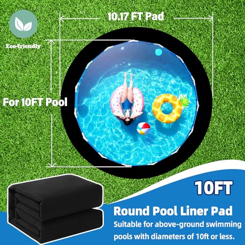 Upgrade Thicken 10ft Round Pool Liner Pad for Above Ground Pool, 300g/㎡ Seamless Swimming Pool Mat, Under Pool Padding, Puncture Protection, Extend Liner Life, Durable Geotextile Material Eco-Friendly - size: Round 10 FT