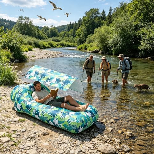 Inflatable Lounger, Versatile, Pool – Sturdy Air Sofa Sun Shade, Easy Set Up Hiking, Outdoor Camping Picnic Vacation Backyard | Outdoor Camping Hiking Picnic Vacation Backyard Seaside