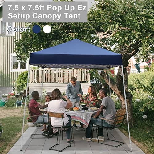 Outvita Canopy 7.8x7.8' Pop Up Commercial Instant Gazebo Tent, Waterproof & UV Protection Canopy Tent with Slant Legs for Party Wedding Birthday BBQ Events - style: 7.8x7.8-blue