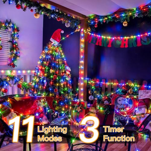 Ollny Christmas Lights Warm and Multicolor, 600LED 197FT Christmas Tree Lights IP67 Waterproof, Plug in Fairy Light with Remote 11 Modes Timer, Xmas Light for Outdoor Indoor House Holiday (Pack of 2) - color: Warm and Multicolor, size: 600 LEDs (Pack of 2