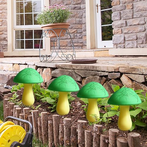 Solar Mushroom Lights Garden Decor 8 Green Crack Mushrooms Outdoor Decor Stake Lights Waterproof Solar Pathway Light Gardening Gifts for St Patrick's Day Easter Gnomes Yard Halloween Xmas Decorations - color: Green