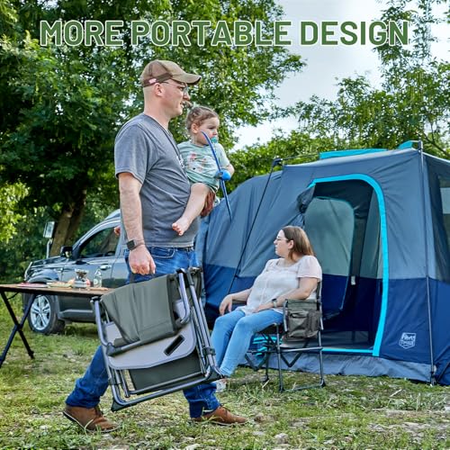 Timber Ridge Aluminum Camping Directors Chair with Side Table Pocket, Portable Folding Chair, Heavy Duty Lawn Chair for Fishing Trip Picnic Concert Outdoor 400lbs, Grey - color: Grey, style: Standard