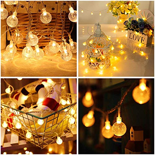 Merdeco Plug in 10ft 20 LED Globe String Lights Indoor Outdoor Decorative Fairy Lights Warm White for Birthday Party Wedding Anniversary Christmas