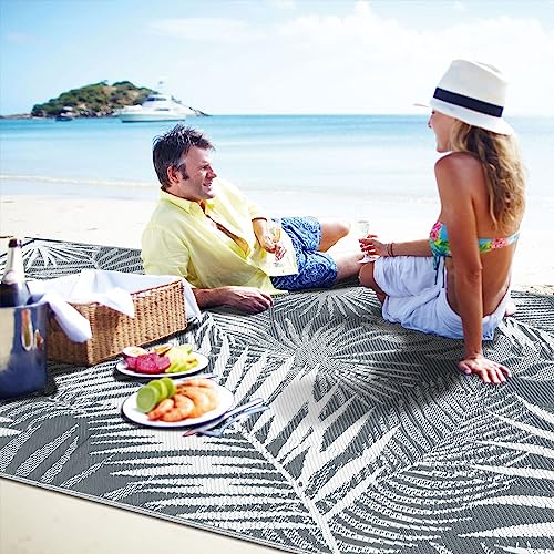 HiiARug Outdoor Rug 5x7Ft Outdoor Plastic Straw Rug Waterproof Outdoor Rugs for Patios Clearance Indoor Outdoor Rug for Patio Decor Porch Camping - color: Cool Gray, size: 5' x 7' (Rectangular)