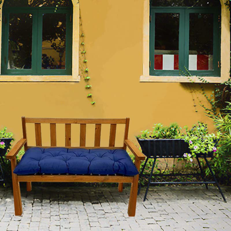 Srutirbo Waterproof Outdoor Bench Cushion, 48"x20", Swing Cushion Patio Furniture Cushions 3 Seater, for Garden Patio Furniture Lounger Bench (Navy Blue, 48x20 in) - color: Navy Blue