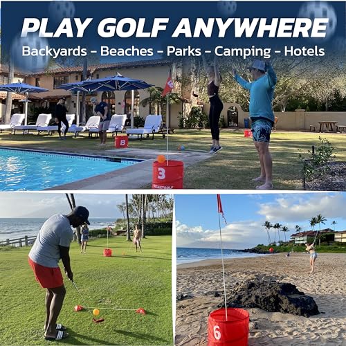 bucketgolf Game 6 Hole Bundle with Clubs - The Best Backyard Golf Game for All Ages and Levels Adults, Kids, Families, Schools, Yards, Parks, Beaches, Vacation. (4 Clubs (4 RH)) - size: 4 Clubs (4 RH)