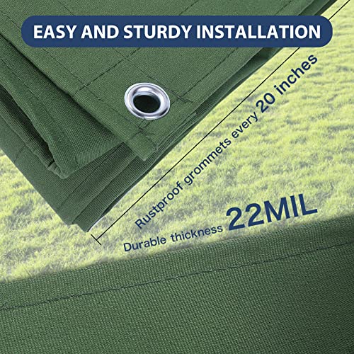 12’x20’ Canvas Tarps Heavy Duty Waterproof Tarpaulins with Aluminum Grommets,UV Resistant, 22Mil Multipurpose Drop Cloth, 14oz Durable Cover Sheet for Outdoor and Indoor Use with Ropes. - color: Green, size: 12'x20'