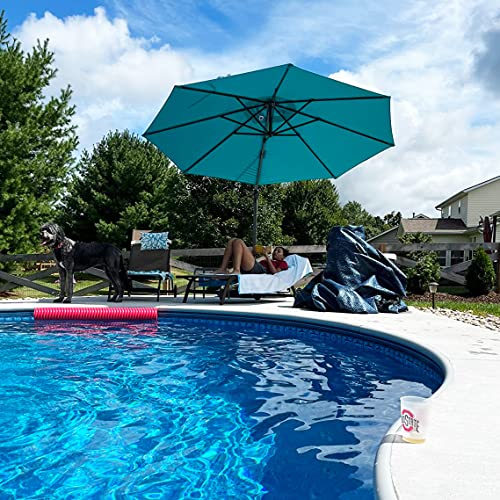 PURPLE LEAF 11 Feet Patio Umbrella Outdoor Cantilever Round Umbrella Aluminum Offset Umbrella with 360-degree Rotation for Garden Deck Pool Patio, Turquoise Blue - color: Turquoise Blue, size: 11 Feet, style: Standard