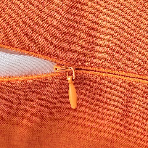 MIULEE Pack of 2 Decorative Outdoor Solid Waterproof Throw Pillow Covers Faux Linen Garden Farmhouse Cushion Cases for Summer Patio Tent Balcony Couch Sofa 16x16 Inch Bright Orange - color: Bright Orange, size: 16" x 16" (Pack of 2)