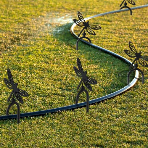 MorningRo 6 Pcs 8 Inch Garden Hose Guide Spike Metal Garden Stakes Holder Heavy Duty Metal Hose Guide for Plant Protection Lawn Yard(Dragonfly) - style: Dragonfly