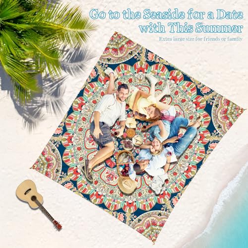 Beach Blanket Waterproof Sandproof 1-7 Adult Oversized 78 '' × 81 '' Lightweight Durable Compact Sand Free Extra Large Beach Mat for Travel Camping Hiking Picnic Blanket - color: Mandala2, size: 78“x81”