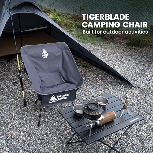 ONETIGRIS Tigerblade Camping Chair, Lightweight Folding Backpacking Hiking Chair, Compact Portable 330 lbs Capacity - color: Grey