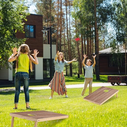 Solid Wood Cornhole Board Set, 4x2ft Regulation Cornhole Game Set with 8 Bean Bags and 2 Cornhole Boards, Premium Corn Hole Game for Adults and Family - style: 3*2 Woodgrain