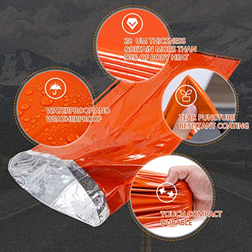 Emergency Sleeping Bag Survival Bivy Sack Use as Emergency Blanket Lightweight Survival Gear for Outdoor Hiking Camping Keep Warm After Earthquakes, Hurricanes and Other disasters - color: Orange-1P