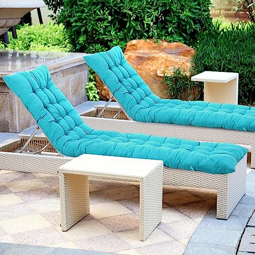 67 x 19 Inch Chaise Lounge Cushions Soft Lounge Chair Cushion Gravity Chair Cushion Sofa Lawn Furniture Cushion Pad with 6 Tie for Outdoor Indoor Patio Home Without Headrest (Lake Blue,2 Pcs) - color: Lake Blue