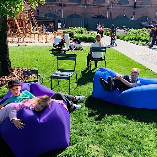 Inflatable Lounger Air Sofa Hammock, Inflatable Couch for Camping, Portable Waterproof Anti-Air Leaking Pouch Couch Air Chair for Outdoor, Beach, Hiking, Picnics, Music Festivals (Purple) - color: Purple