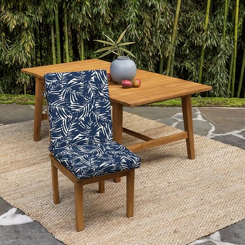 Arden earthFIBER Outdoor Dining Chair Cushion, 20 x 20, Rain-Proof, Fade Resistant, Navy Blue King Palm - color: Navy Blue King Palm, size: 1 Pack, style: Polyfill
