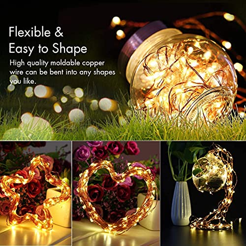 Lezonic Solar Fairy Lights, 2 Pack 240 LED Outdoor Waterproof 24M/80Ft 8 Modes Copper Wire Lights for Patio, Yard, Porch Decor (Warm White) - color: Warm White