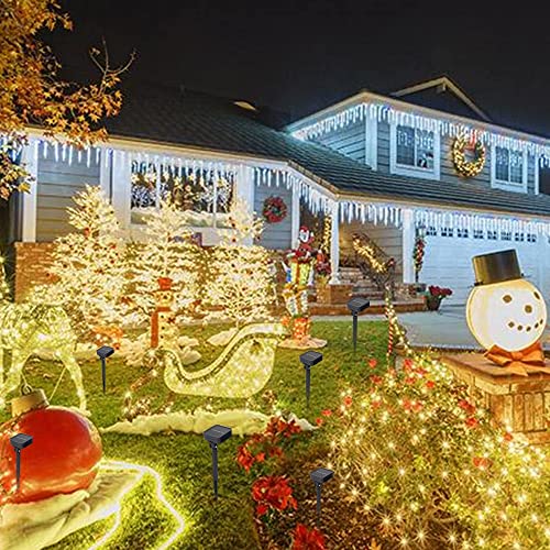 Dazzle Bright 2 Pack Solar String Lights Outdoor, Total 80FT 240LED Solar Powered Waterproof Fairy Lights 8 Modes, Silver Wire Lights (Warm White) - color: Warm White, size: 2 Pack