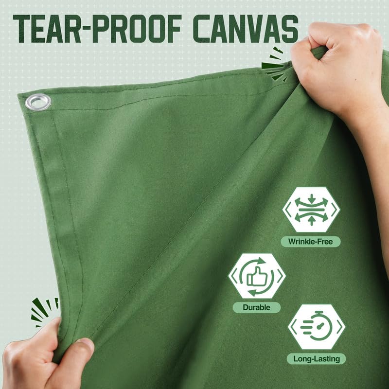 20x30 Canvas Tarp 350GSM Green Super Heavy Duty Canvas Tarps with Rustproof Grommets, 12 oz Durable & Multipurpose Outdoor Tarpaulin for Camping, Patio, Canopy Tent, Trailer Equipment & Woodpile Cover - size: 20x30