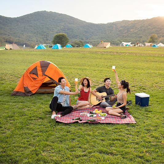Wind Tour Waterproof Picnic Blanket with Carry Strap - Foldable Sandproof Outdoor Mat for Camping, Beach, Park - 59" x 71",Red (Two Mat Set) - color: 59" X 71",red (Two Mat Set)