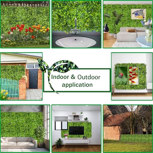 ODTORY Artificial Plant Wall Roll: 48 X120 in (40 sqft) UV-Anti Ivy Privacy Fence Screen Faux Greenery Panels Backdrop Boxwood Ivy Vine Leaf Hedge Fence for Indoor Outdoor Green Decor - size: 4 ft x 10 ft- Boxwood