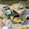 PicnicPro 2-in-1 Foldable Basket & Table – Lightweight Collapsible Storage Organizer with Carrying Handle, Portable Picnic Basket with Tabletop, Space-Saving for Beach Camping Car Boot & Home, Grey