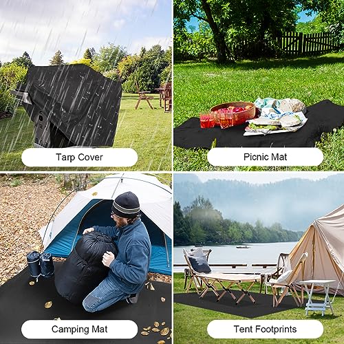 Black Waterproof Tarp Cover for Outdoor: Multi-Purpose Oxford Tarpaulin with Reinforced Webbing Loops for Garden Shed Patio Camping Pool Roof Tent - Durable and Tear Resistant (5ft x 16ft) - size: 5x16ft