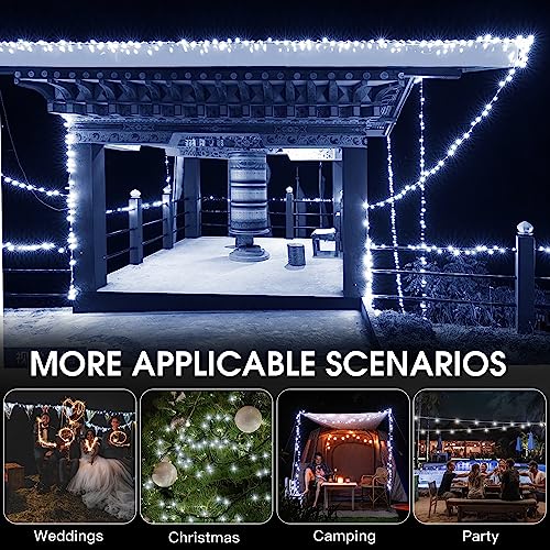Vimorg Solar String Lights Outdoor, 2 Pack 79FT 200 LED Waterproof Solar Christmas Lights with 8 Lighting Modes for Tree Yard Garden Party Xmas Decorations - color: 100Cool White
