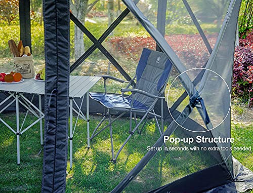 EVER ADVANCED Pop Up Gazebo Screen House Tent for Camping 11.5 ft for 8-10 Person Instant Canopy Shelter with Netting Portable for Outdoor, Backyard - color: Black