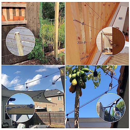Shade Sail Hardware Kit Include Winches & Wire Rope, Anti-Rust Stainless Steel Sun Shade Hardware Kit for Rectangle Square Triangle Shade Sail Installation(71 PCS) - size: 6#-75PCS, style: Classic