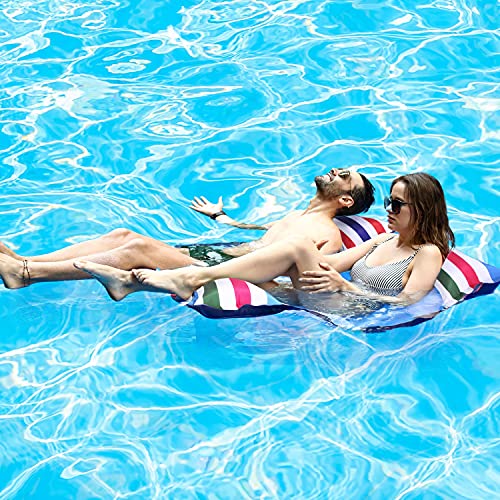 FindUWill Fabric Pool Hammock Floats, XL, 2Pack Inflatable Water Hammocks Floaties 4-in-1 (Saddle, Lounge Chair, Hammock, Drifter), Pool Float Lounger for Adults - color: Classic&Jungle